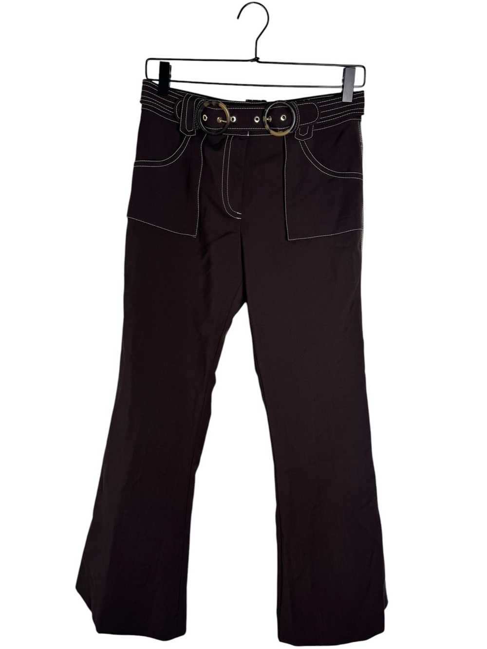 Zimmermann Virgin Wool Zippy Safari Pants Chocolate Brown Flare Size 0